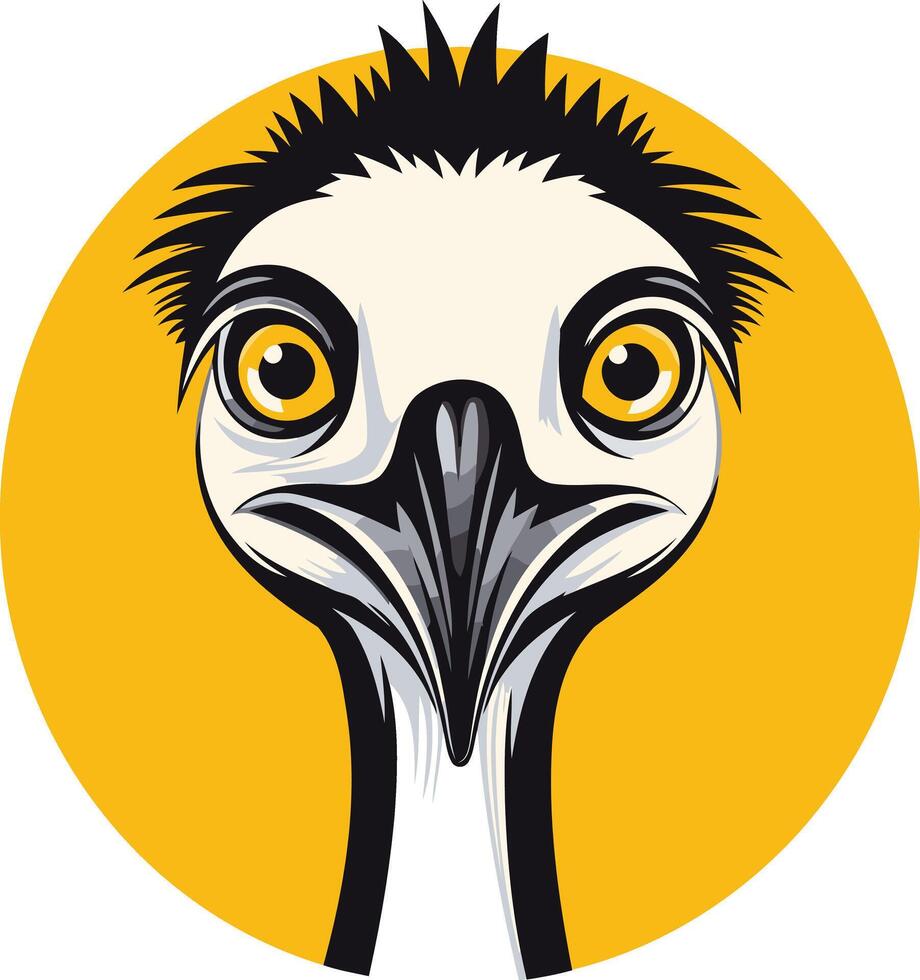 Emu Portrait in Yellow Circle vector