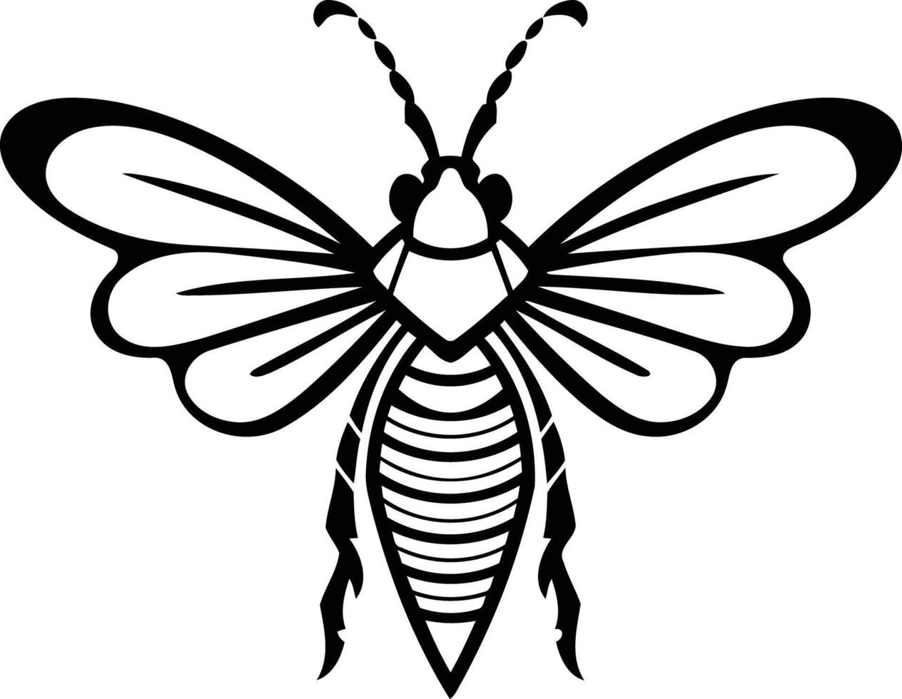 A simple, elegant line art illustration of a bee vector