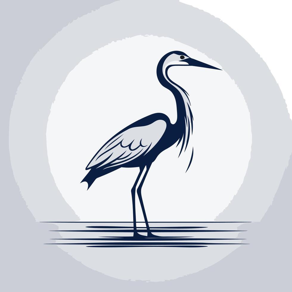 Blue Heron Standing in a Water vector