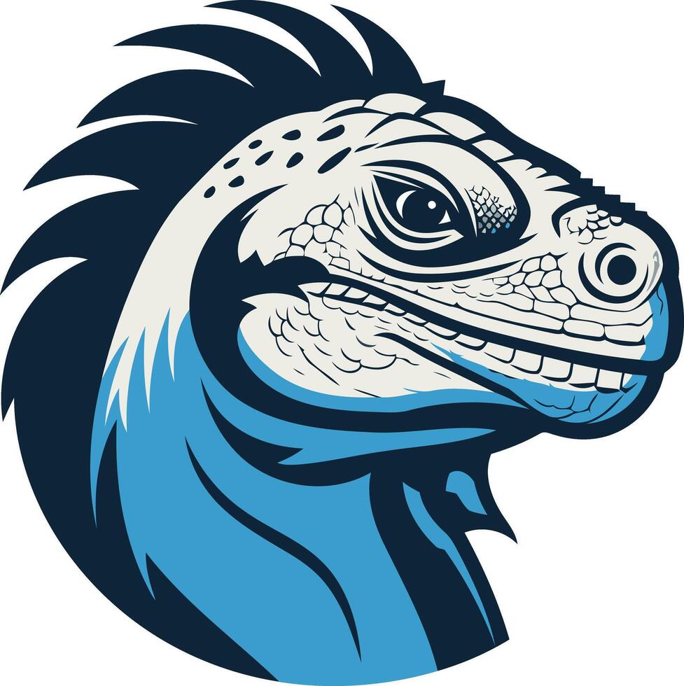A bold, stylized illustration of an iguana head, perfect for branding, logos, and mascot designs vector