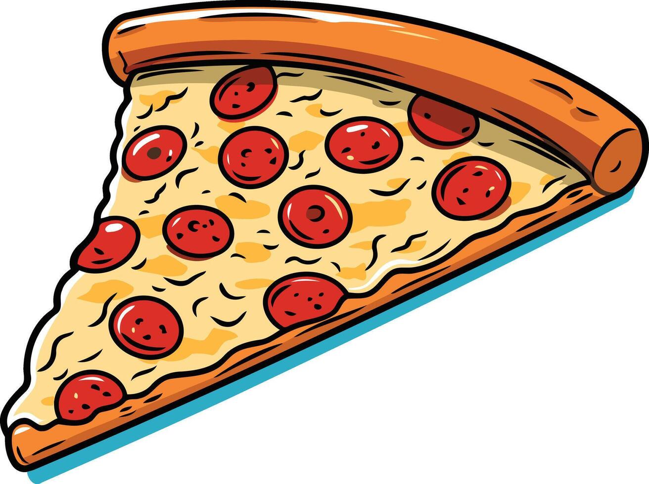 A delicious slice of pepperoni pizza with a cheesy crust, perfect for menus, food blogs, and social media vector