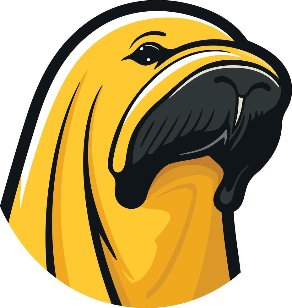 Cartoon Illustration of a Walrus Head vector