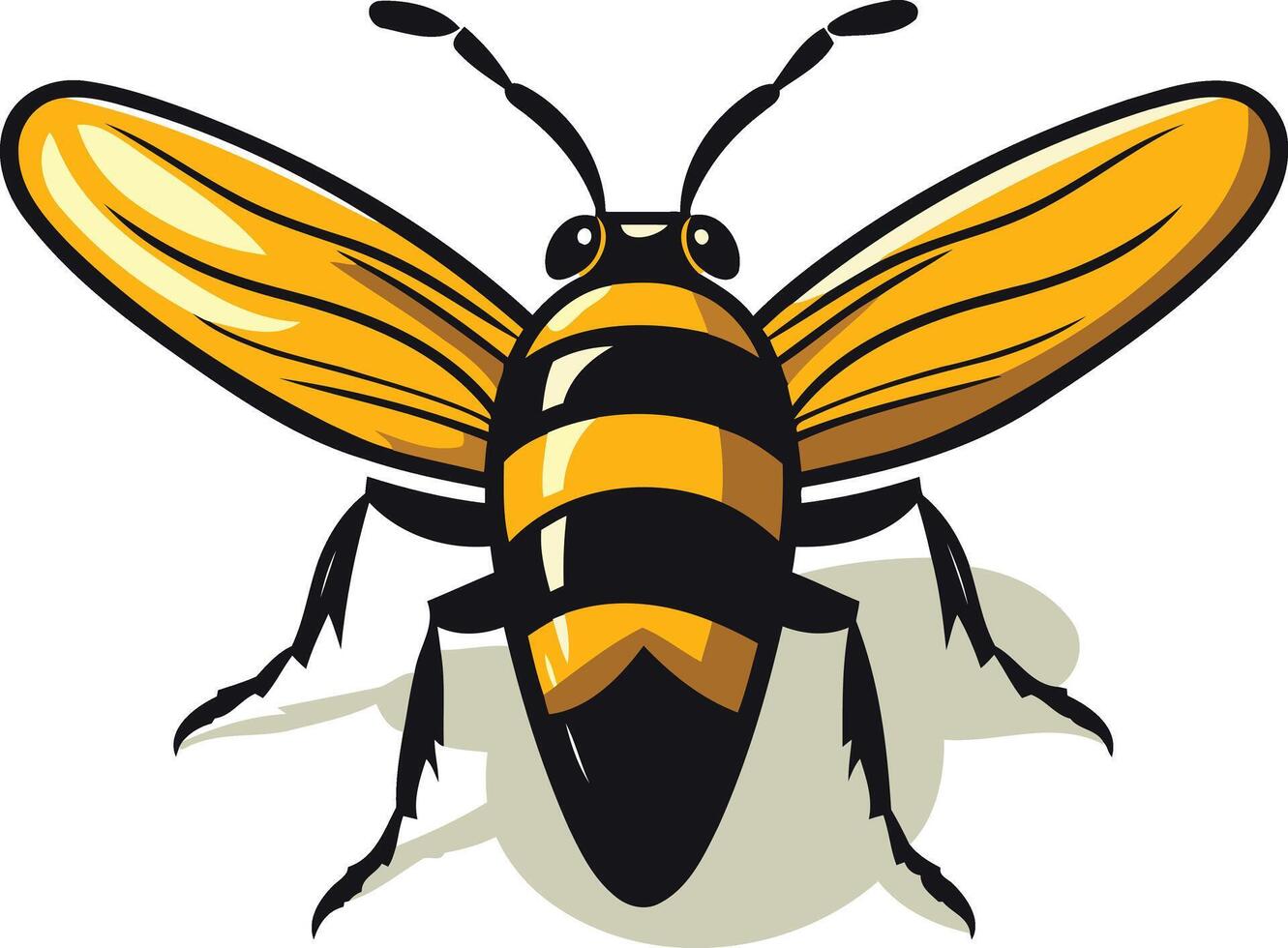 Cartoon bee with wings spread, isolated on white vector