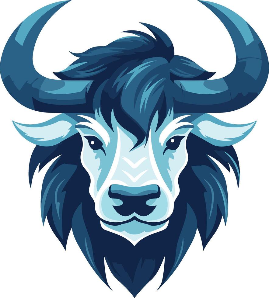 Blue Bull Head Illustration vector
