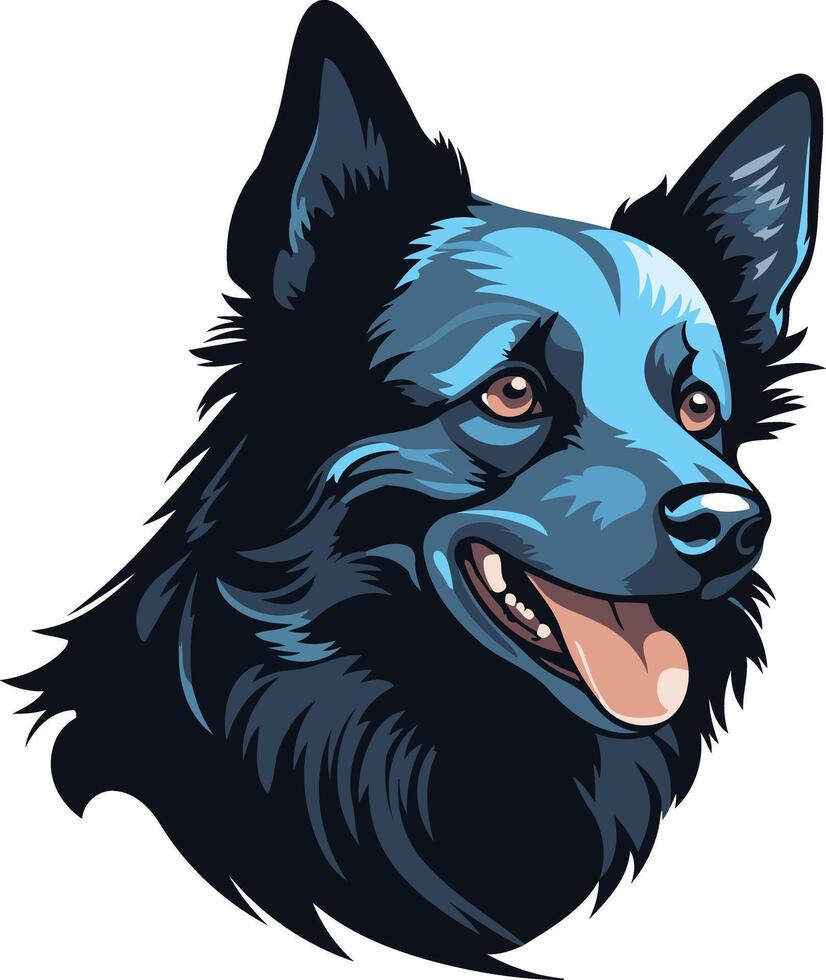 A friendly blue dog with a big smile, great for pet related designs, logos, or social media vector