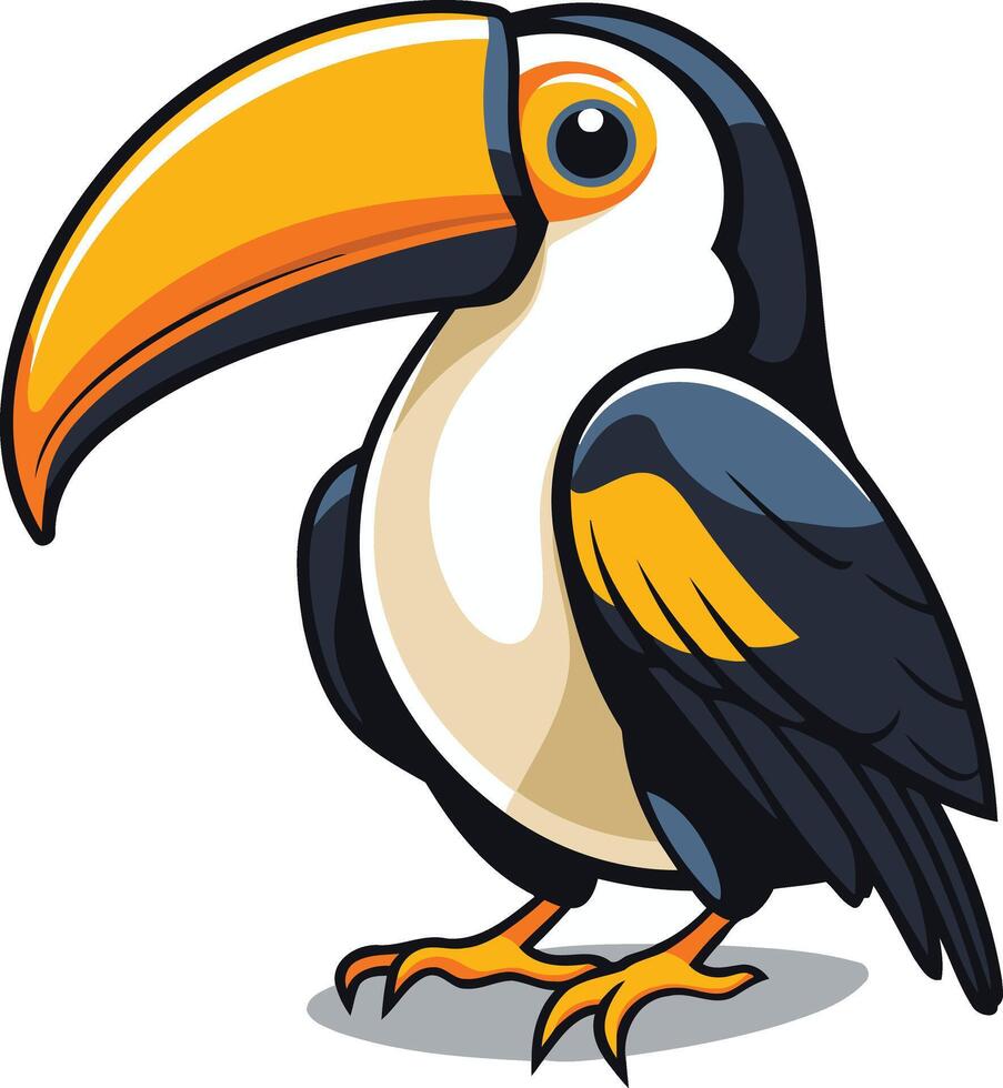 Cute cartoon toucan illustration, perfect for children's books, educational materials, or fun designs vector