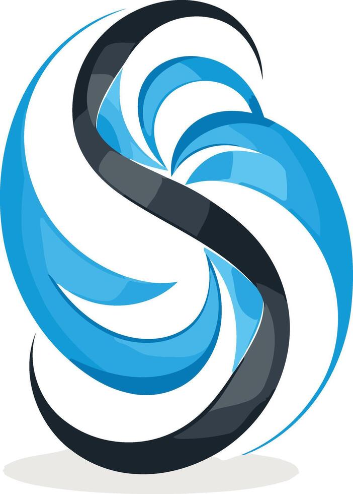 Abstract logo design featuring a stylized s formed by swirling blue and black shapes vector