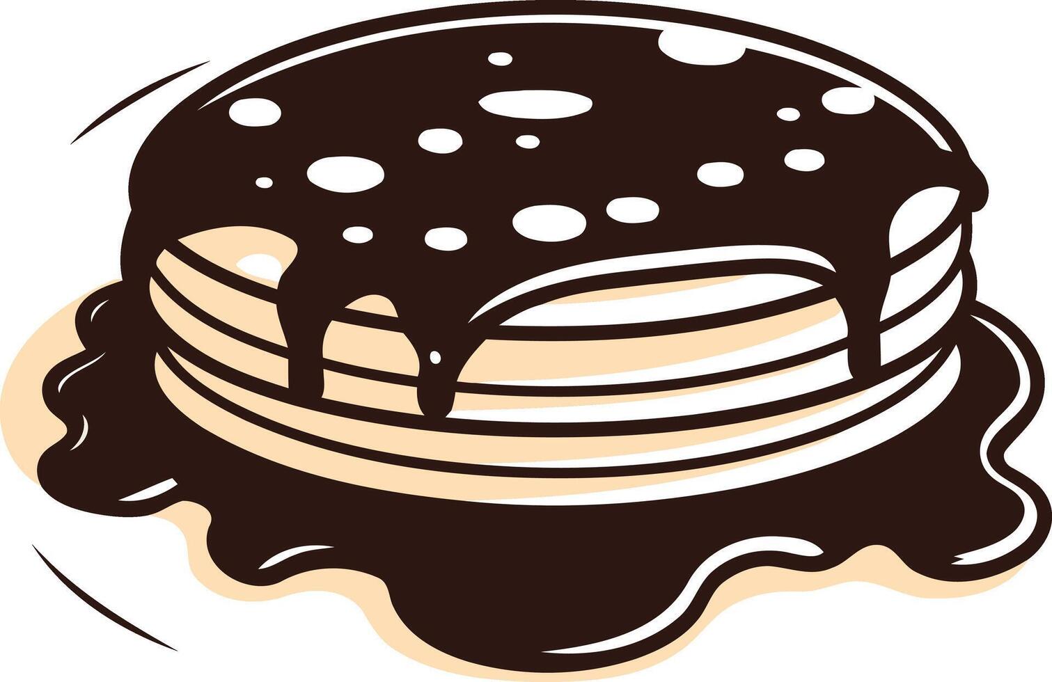 A delicious and inviting illustration of a stack of pancakes topped with chocolate sauce, perfect for breakfast, brunch, or dessert menus, food blogs, and social media posts vector