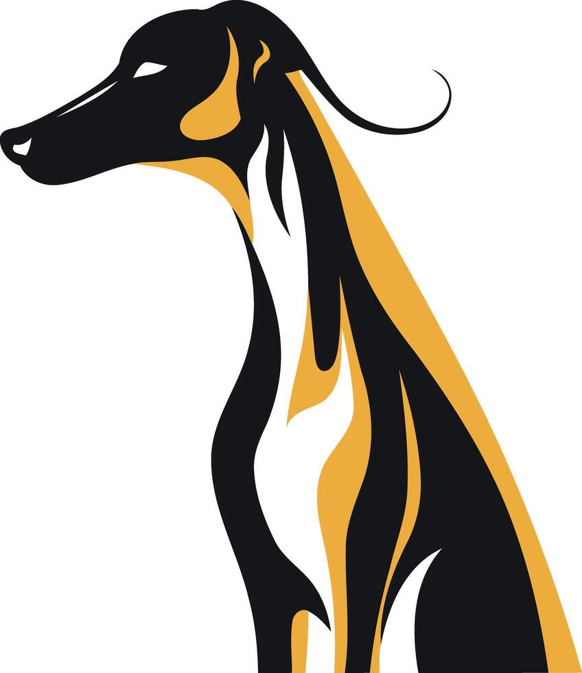 Stylized Black and Gold Greyhound Illustration vector