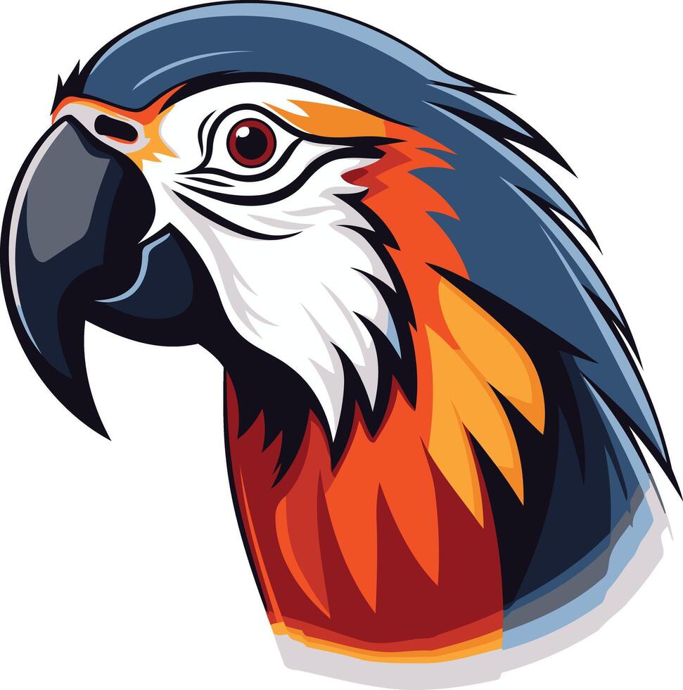 A vibrant and detailed illustration of a parrot's head, perfect for logo design, branding, and animal-themed projects vector