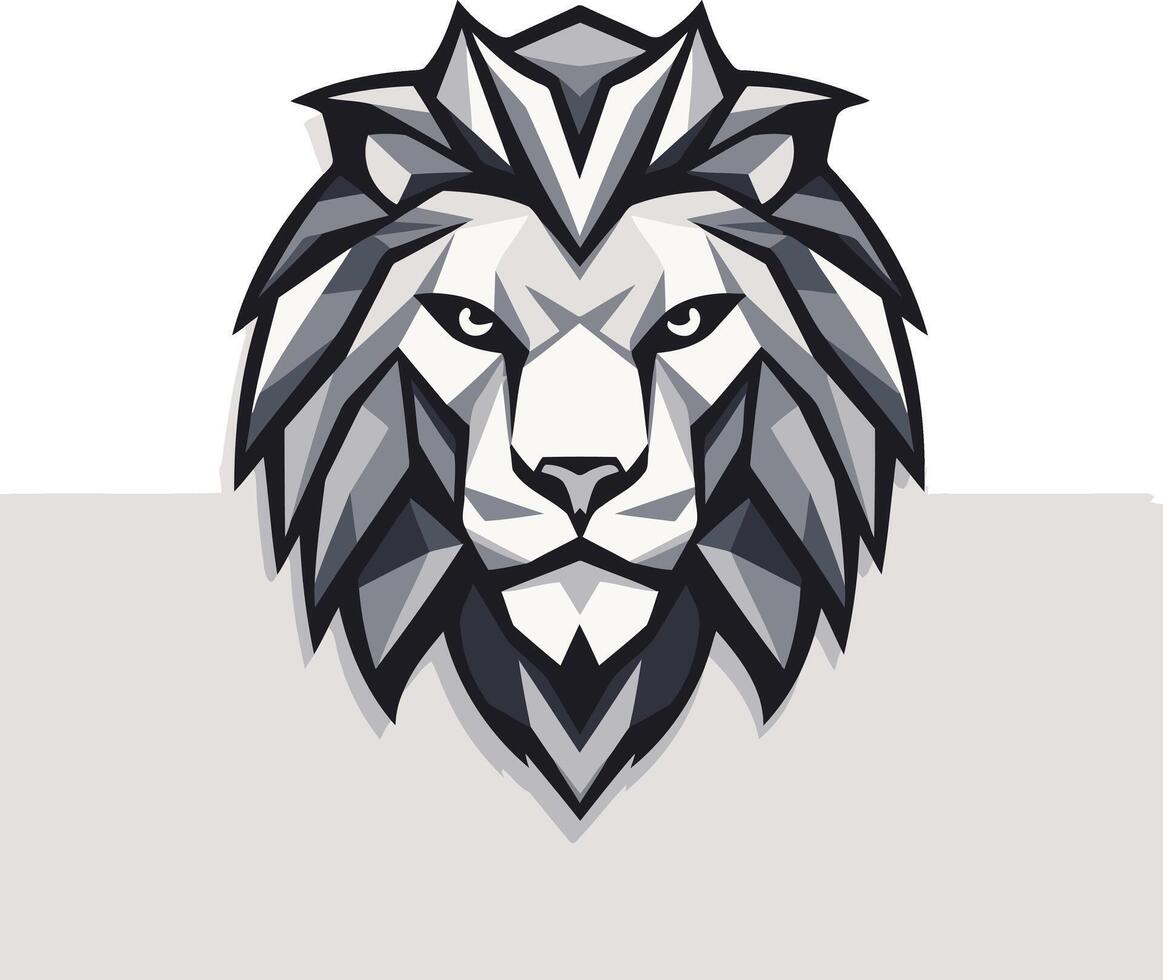 A bold, geometric lion head logo perfect for a business seeking a powerful and modern brand identity vector
