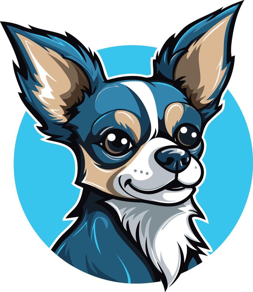 A cute and playful cartoon chihuahua with blue and white fur, perfect for pet-related businesses, websites, and social media vector
