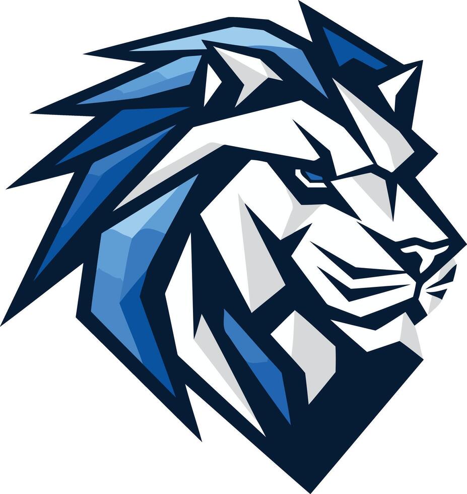 Blue and White Lion Mascot Design vector