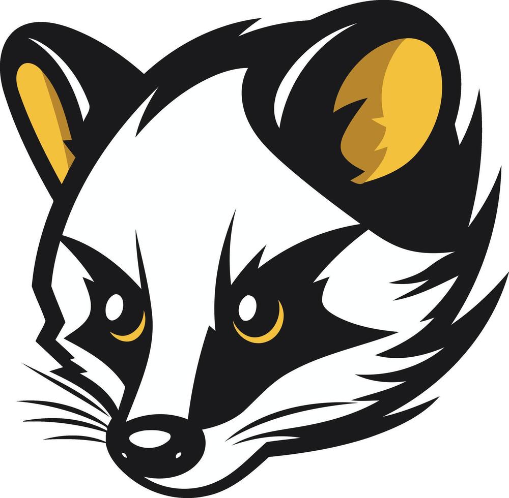 A bold and stylized raccoon mascot head, perfect for a logo or brand identity vector
