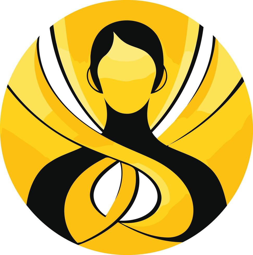 Abstract Female Silhouette in Yellow and Black vector