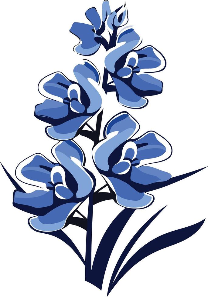 Elegant blue flower illustration with a minimalist design vector