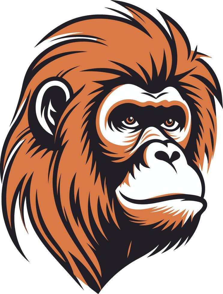 Orangutan Portrait with Intriguing Eyes vector