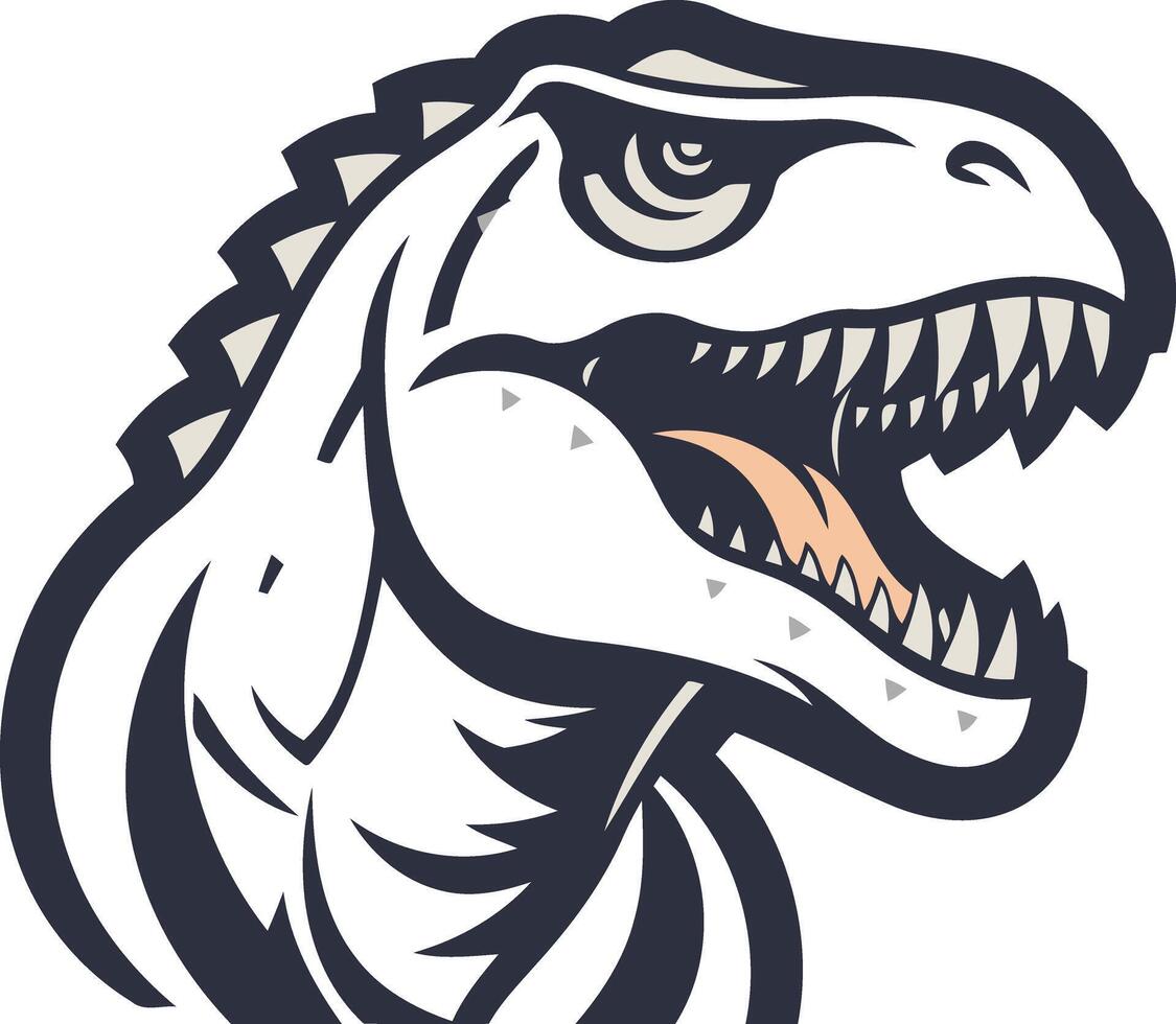 A fierce and powerful tyrannosaurus rex head illustration, perfect for logos, branding, and merchandise for businesses and individuals seeking a prehistoric and bold design vector