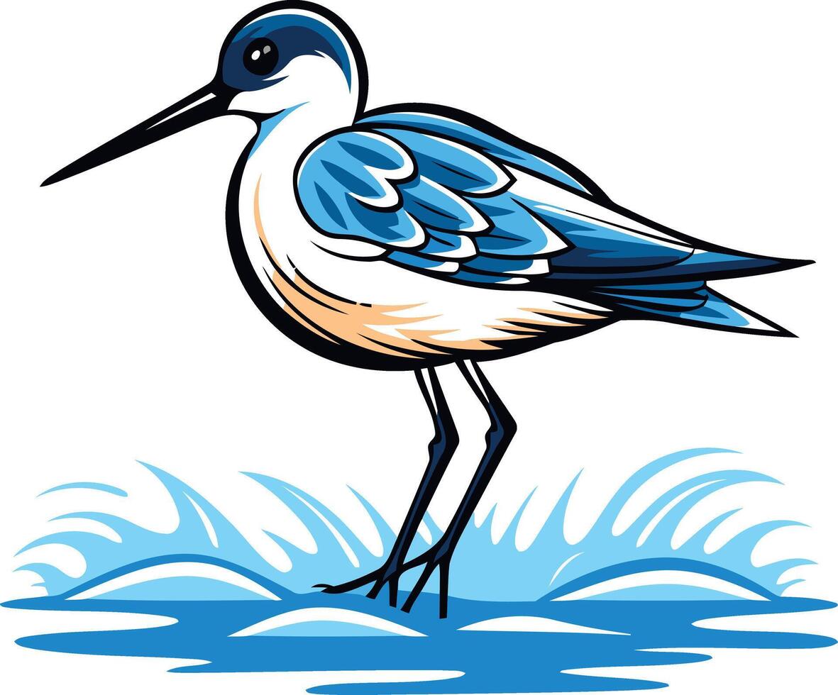 A Wading Bird in Blue Tones vector