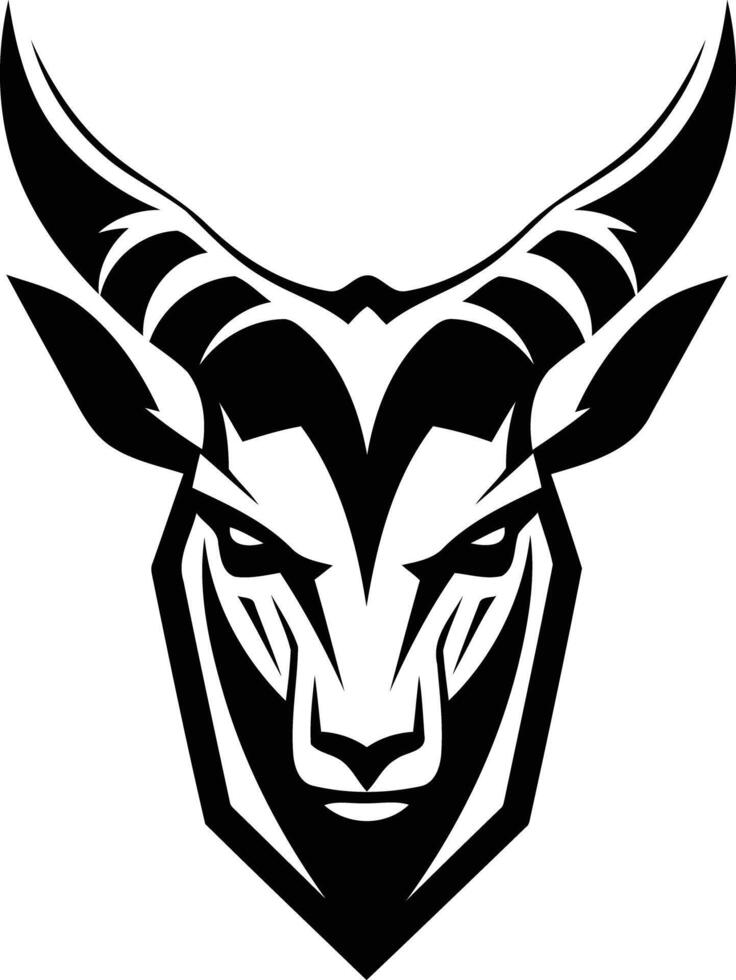 Powerful black and white illustration of a goat's head, perfect for sports teams, logos, and branding vector