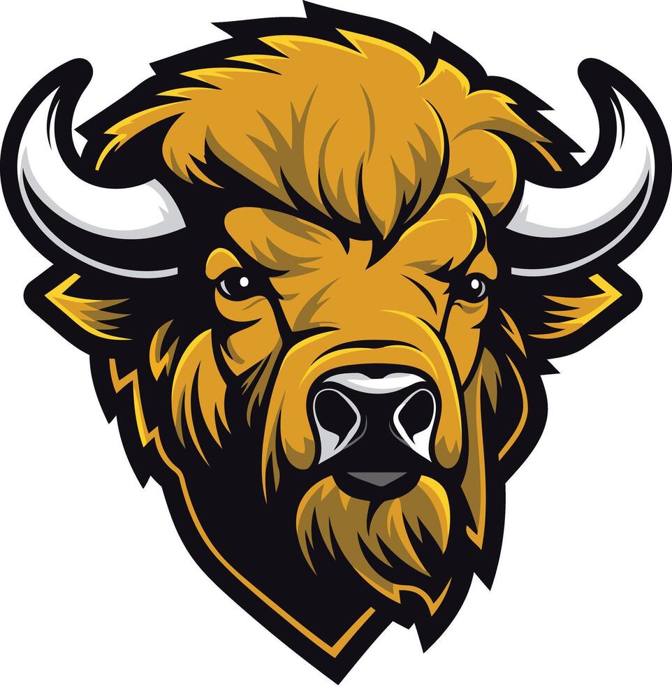 Powerful and fierce, this buffalo mascot is ready to charge perfect for sports teams, brands, and businesses looking for a strong, bold image vector