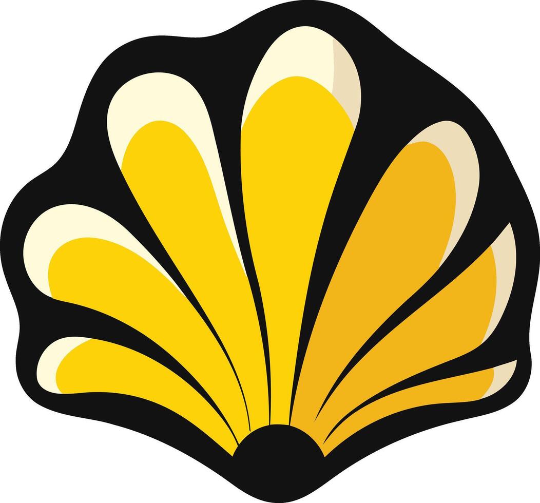Stylized Yellow Seashell with Black Outline vector