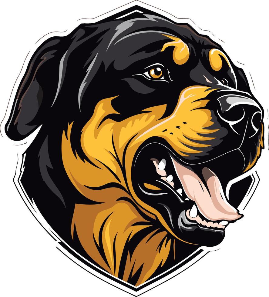 Powerful and striking illustration of a rottweiler head, perfect for branding, t-shirt designs, or any project requiring a bold canine image vector