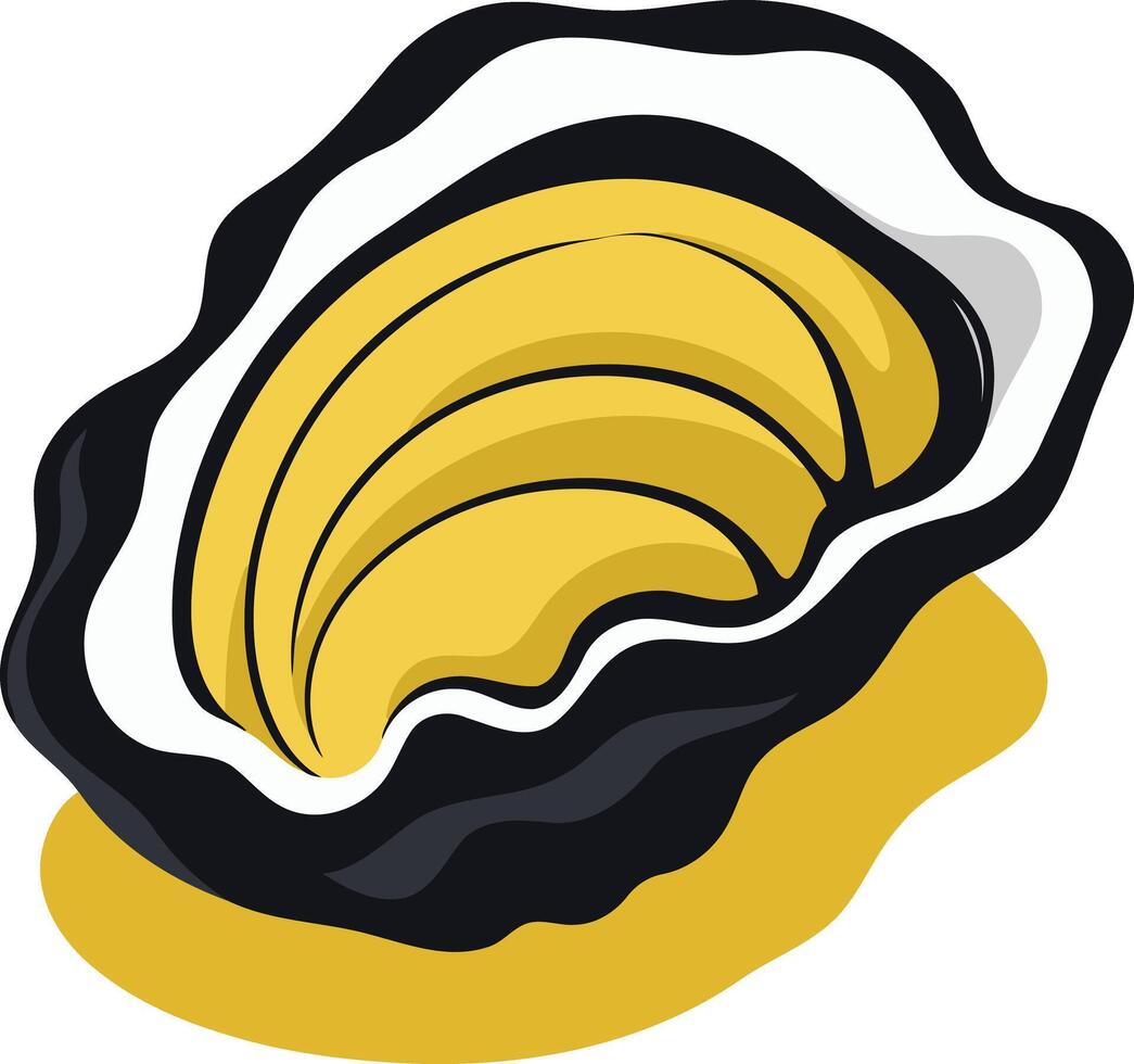 Cartoon Illustration of an Open Oyster vector