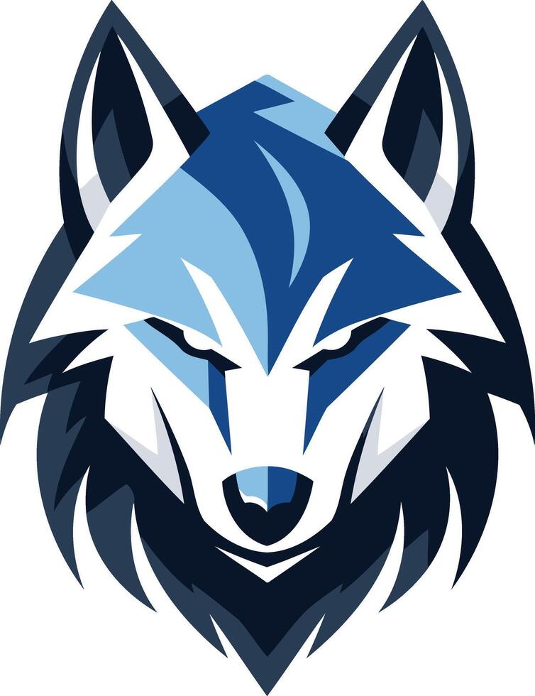 Powerful blue wolf logo design perfect for sports teams, gaming clans, and brands seeking a fierce and determined identity vector
