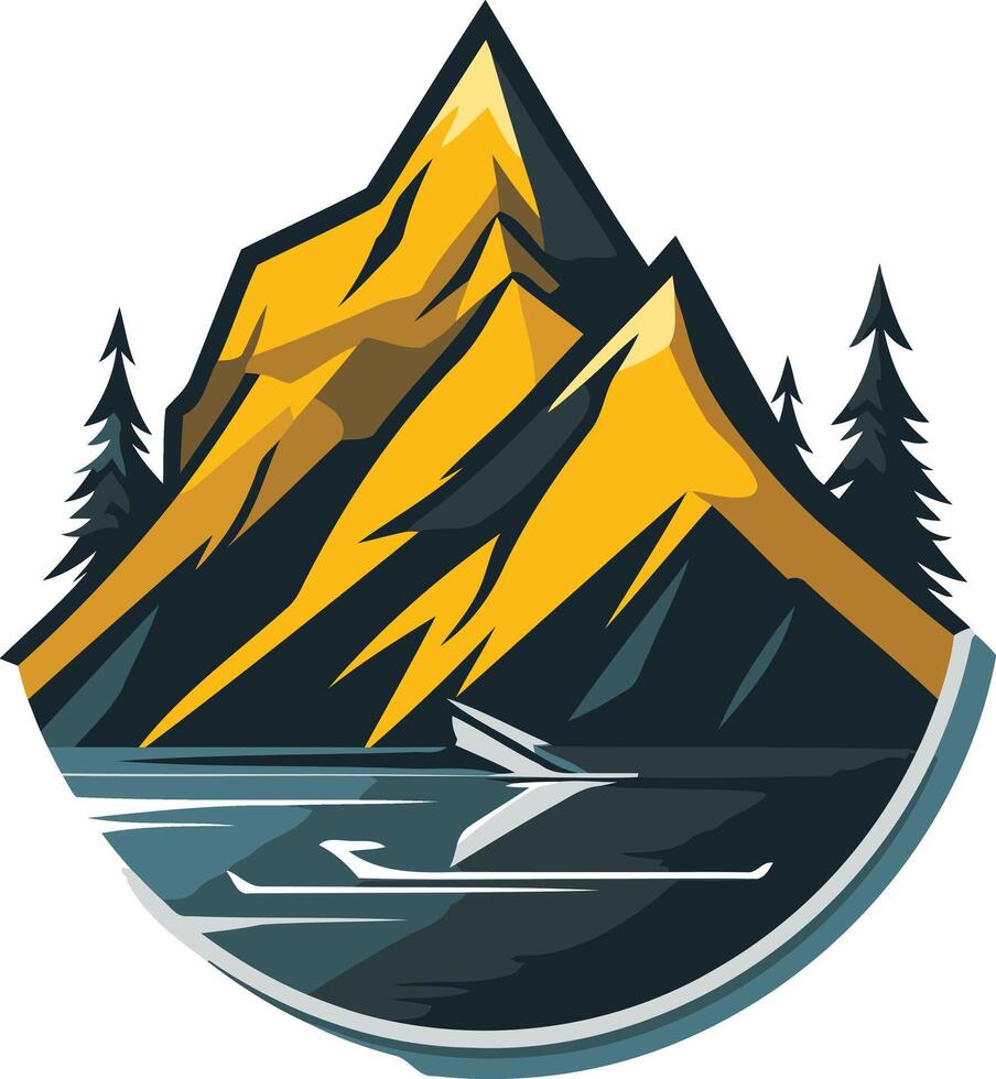 Mountain Landscape with River and Forest vector
