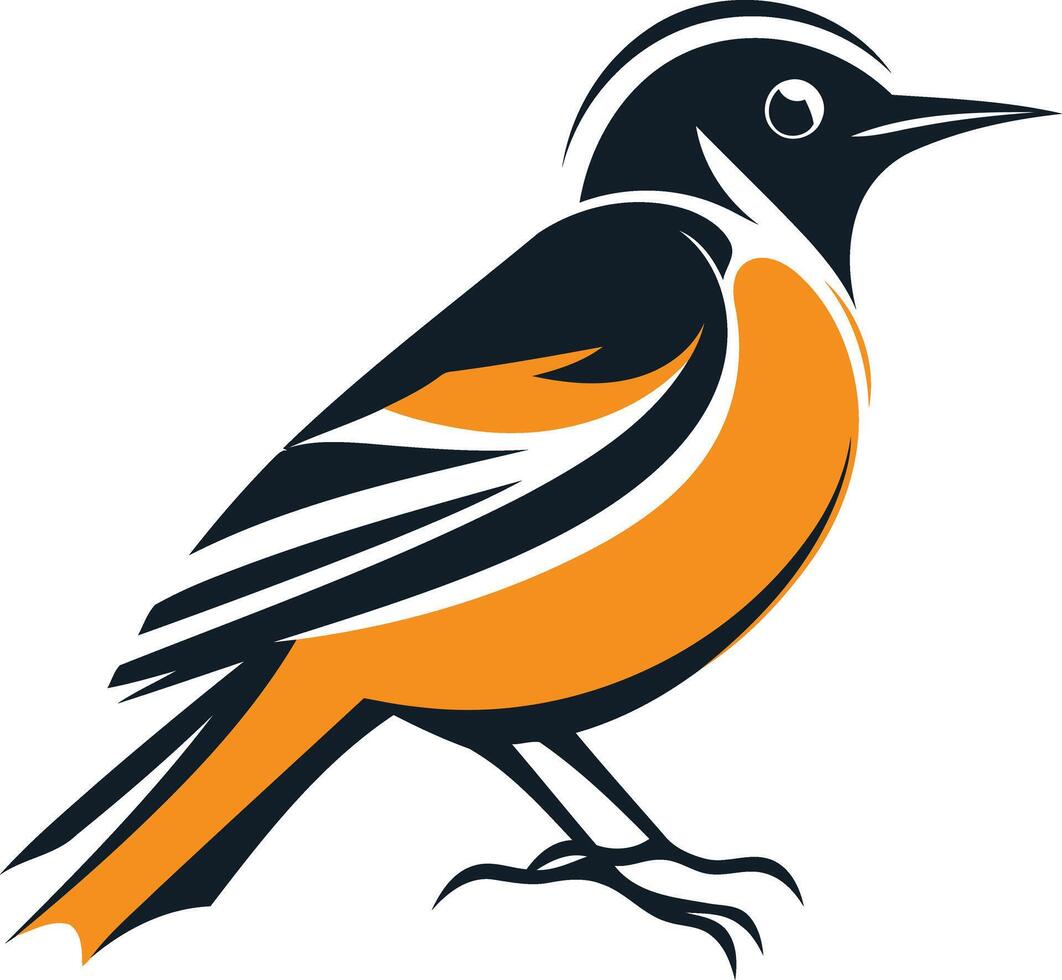 Orange and Black Bird Illustration vector