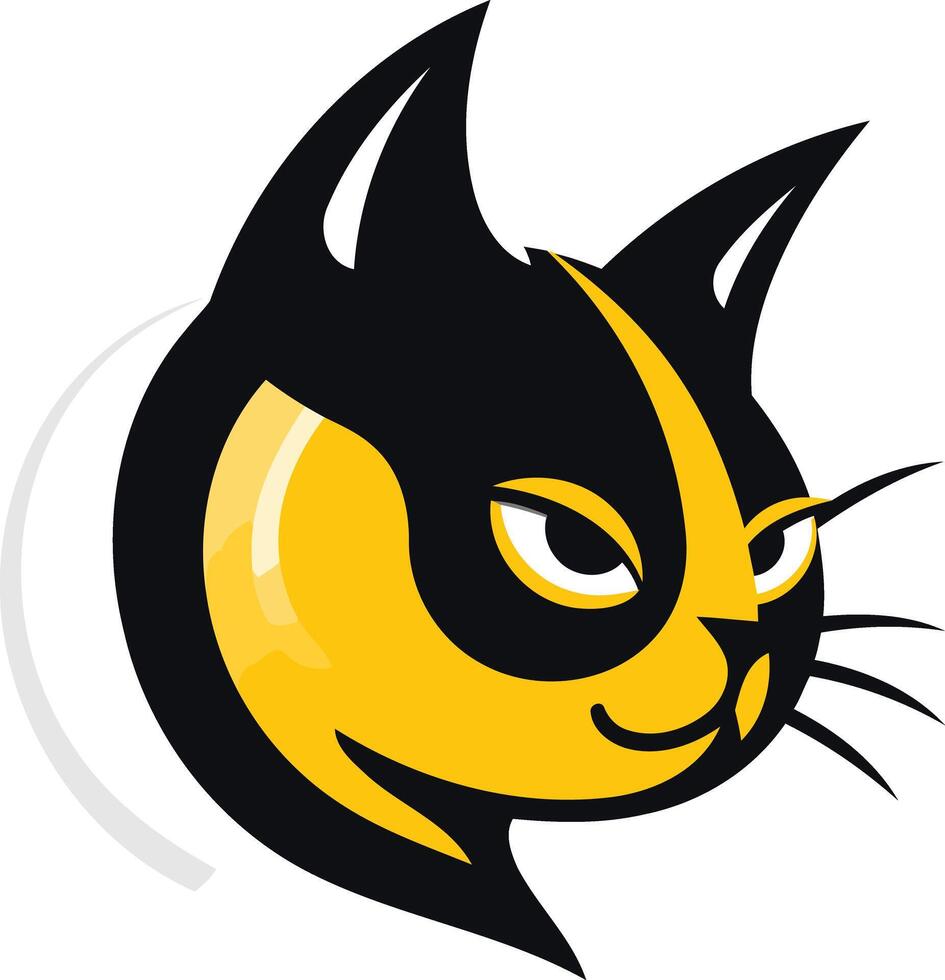 A stylized black cat with yellow accents, perfect for a mascot or logo for a company or organization vector