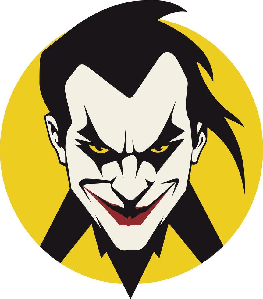 A menacing, cartoonish illustration of a joker-like character, perfect for projects that need a touch of dark humor or a sinister vibe vector