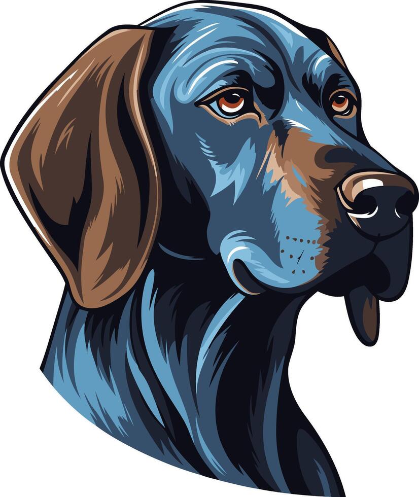 A striking portrait of a german shorthaired pointer, captured in a stylized, illustration vector