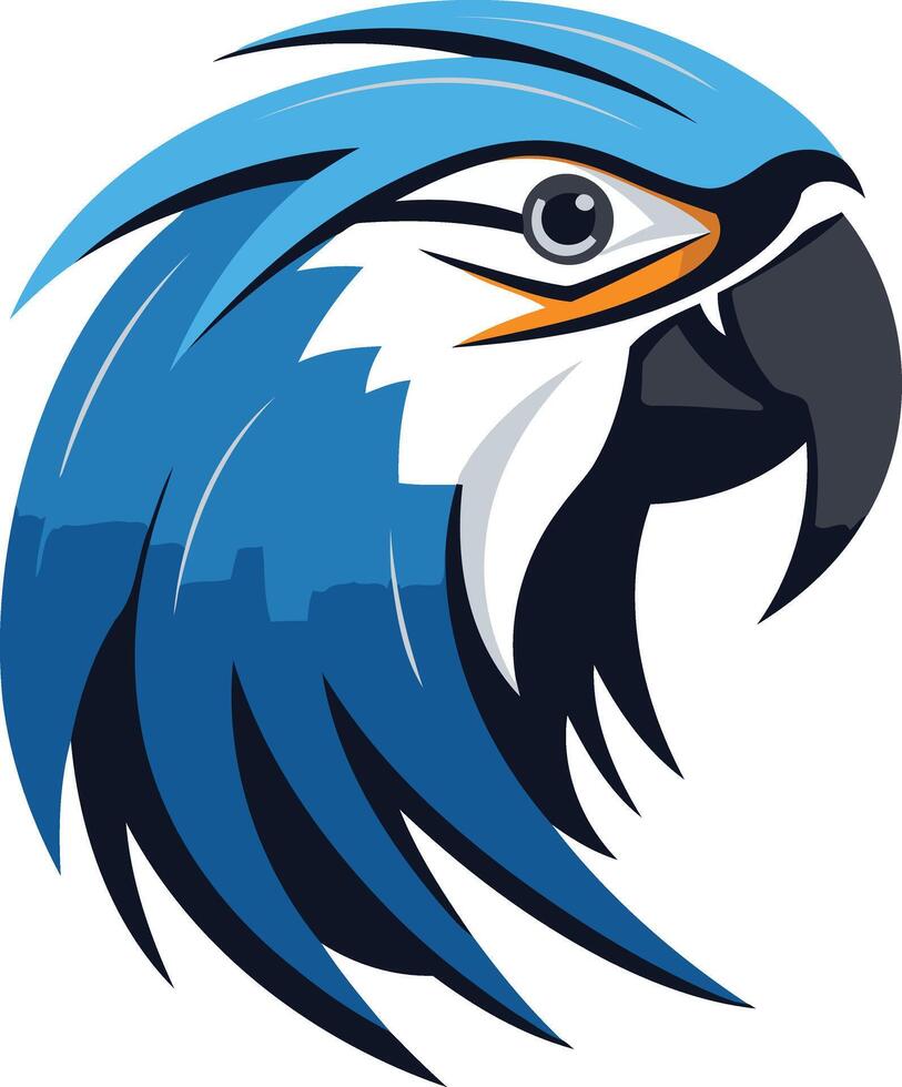 A stylized blue and orange parrot head logo, perfect for branding, websites, and merchandise vector