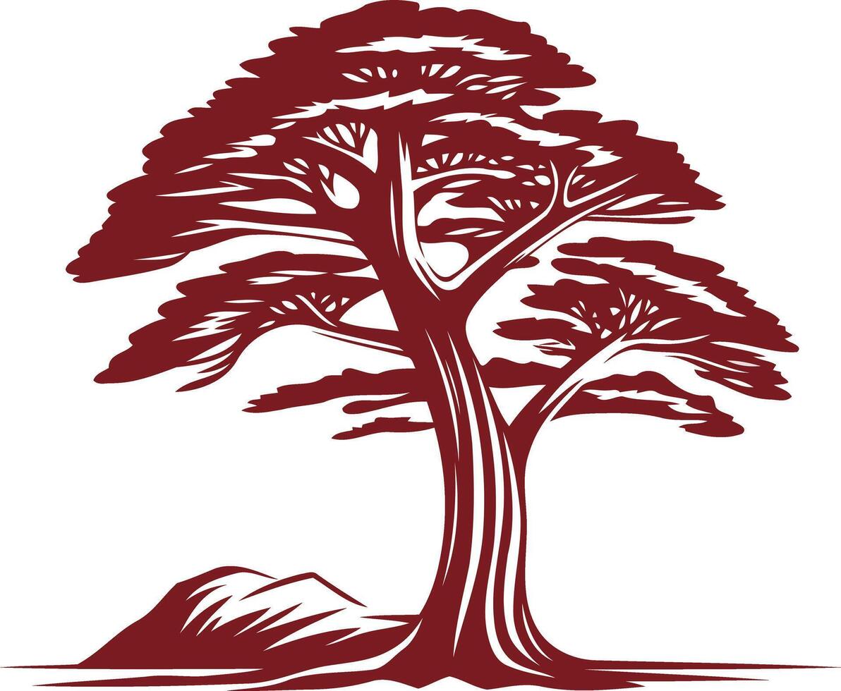 Stylized Red Tree Illustration vector