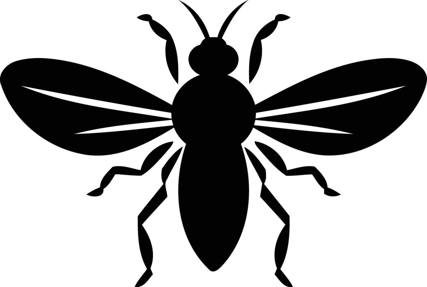 Simple, bold silhouette of a bee or fly vector