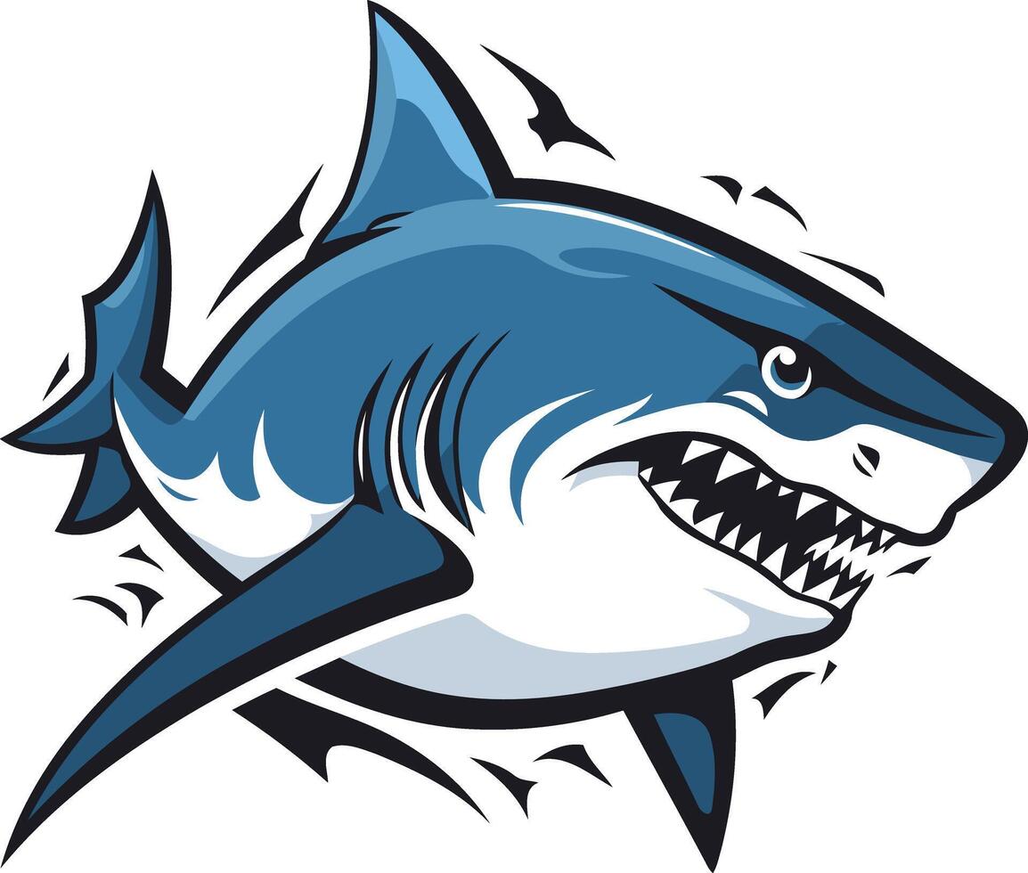 Powerful and aggressive great white shark logo design vector