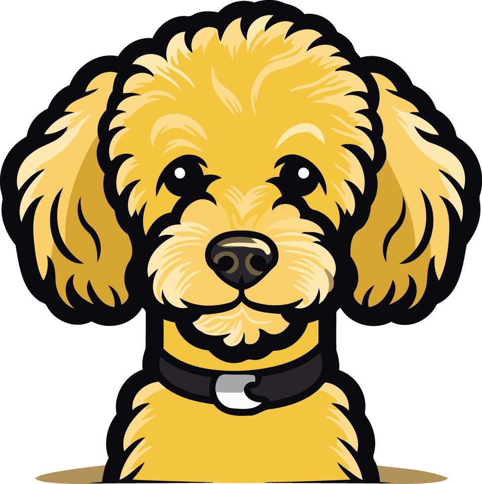 Cute Cartoon Poodle with Black Collar vector