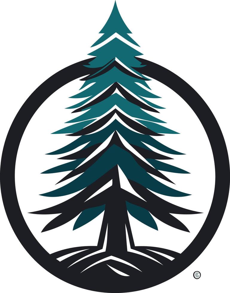 A simple and elegant logo featuring a stylized evergreen tree within a circular frame vector