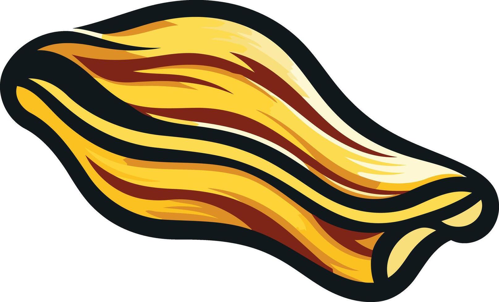 A cartoon illustration of a single piece of crispy bacon, perfect for menus, food blogs, or social media posts vector