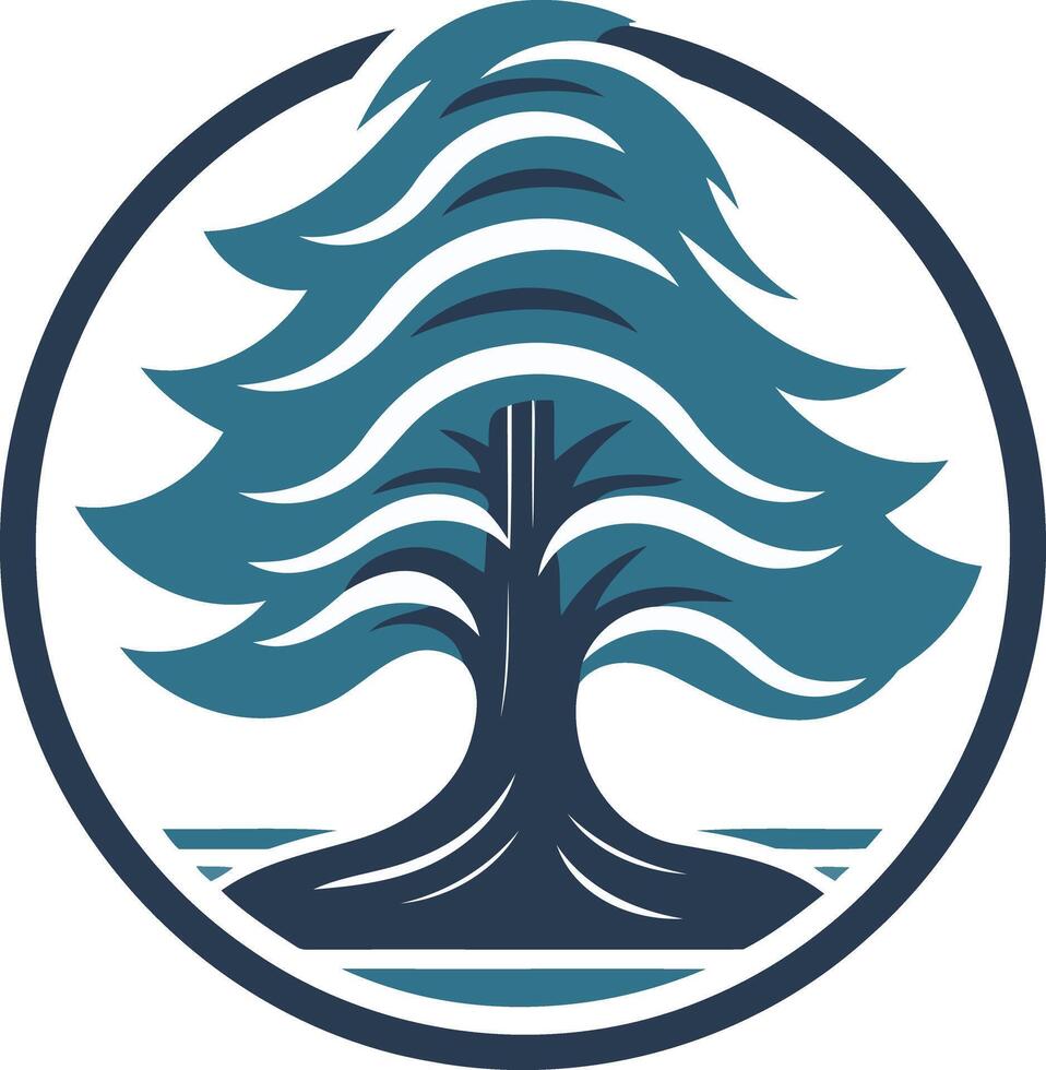A simple, yet elegant logo featuring a stylized evergreen tree in a circular frame, representing growth, stability, and nature vector