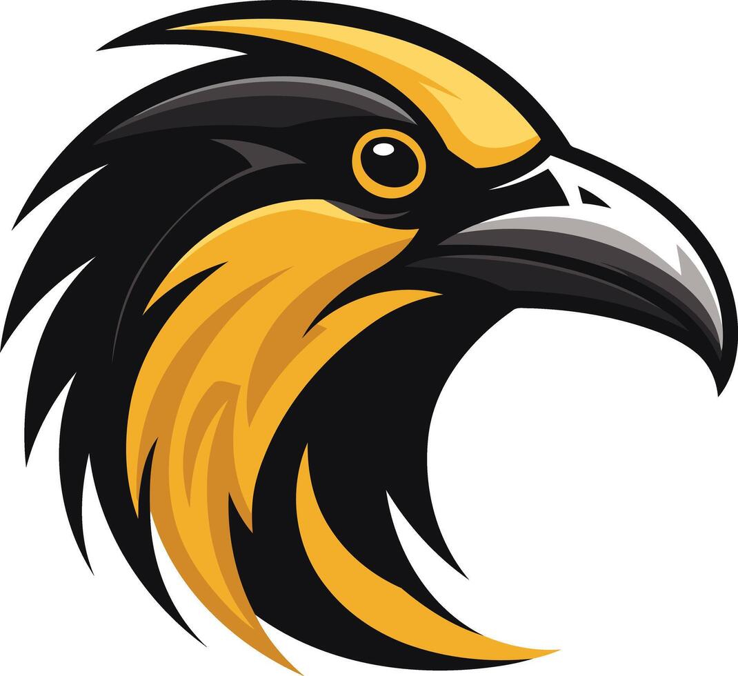 A powerful and dynamic illustration of a raven or eagle head, perfect for branding, logos, and sports teams vector