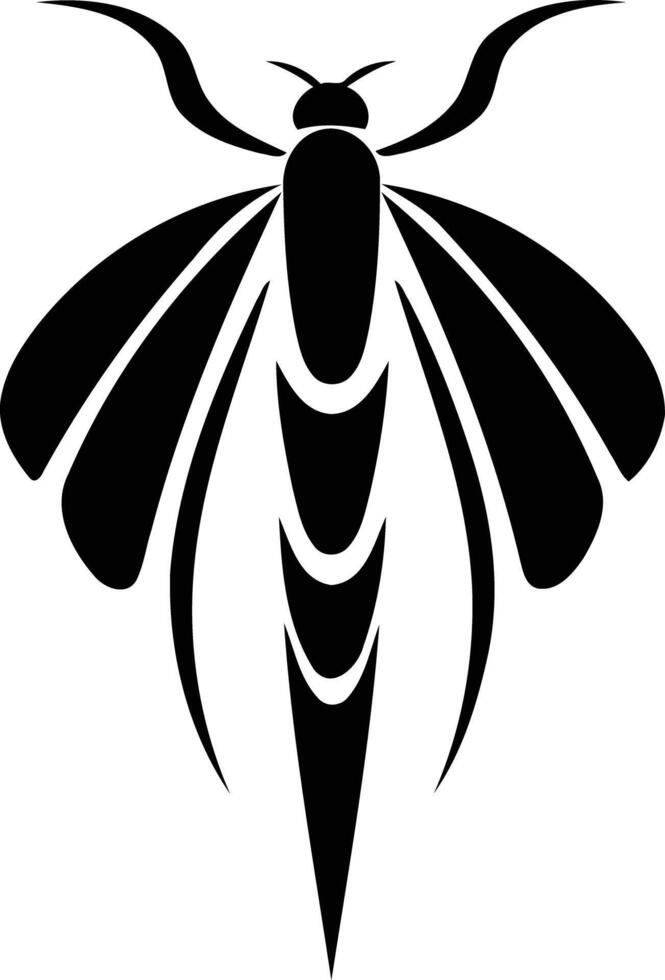 Stylized insect silhouette, perfect for tattoo designs, nature-inspired artwork, and unique branding vector