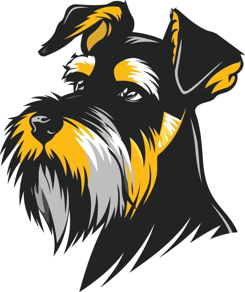 A bold and stylized illustration of a miniature schnauzer, perfect for pet-related businesses, logos, or t-shirt designs vector