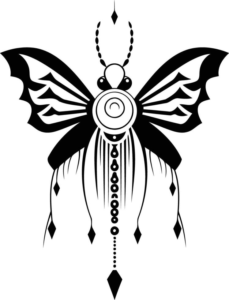 Geometric butterfly tattoo design with a minimalist style and intricate details vector