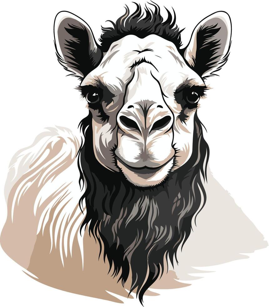 A friendly camel with a gentle expression vector