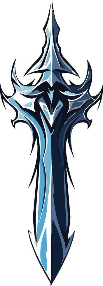 A stylized, abstract sword design in blue and gray tones vector