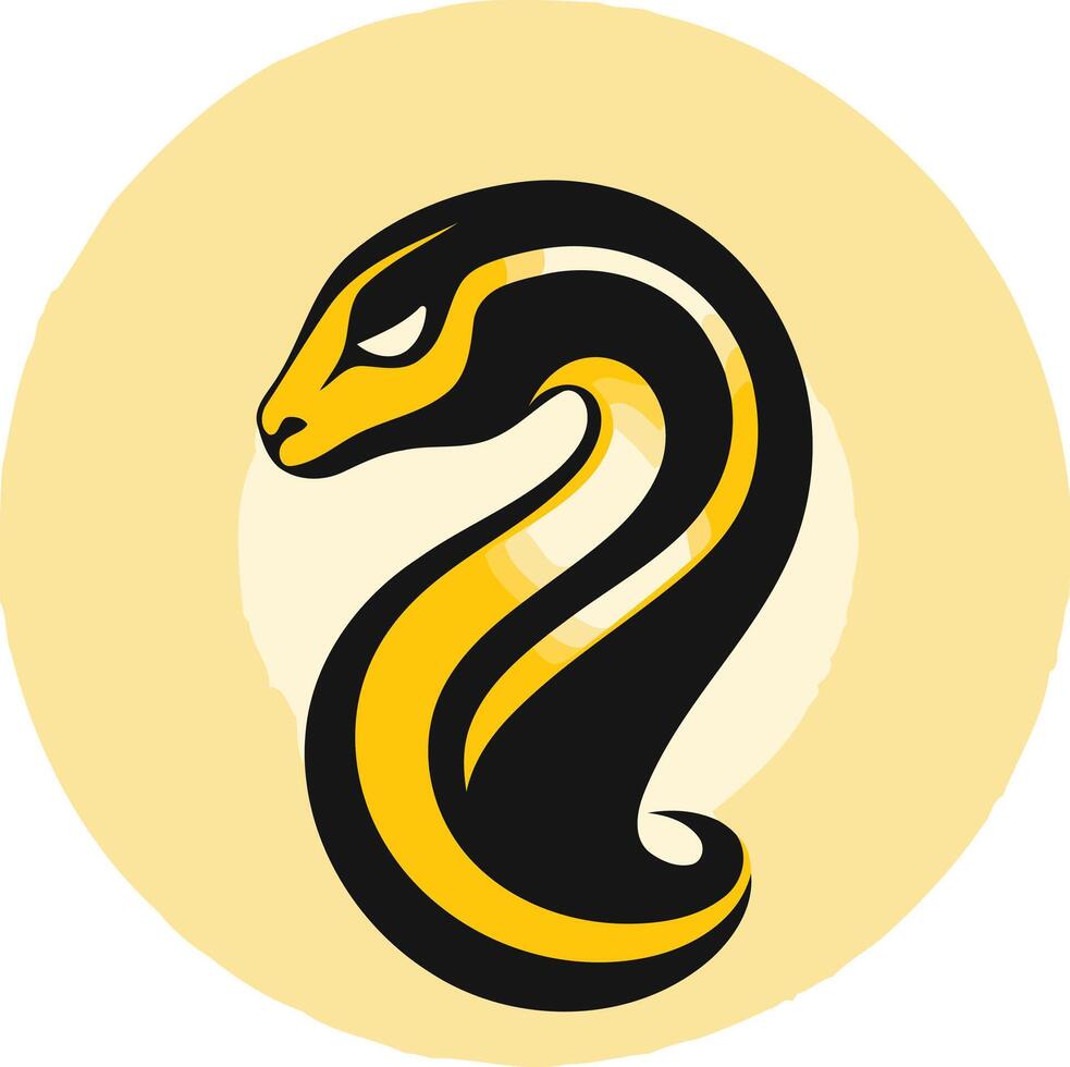 A striking black and yellow snake logo, perfect for businesses seeking a bold and powerful brand image vector