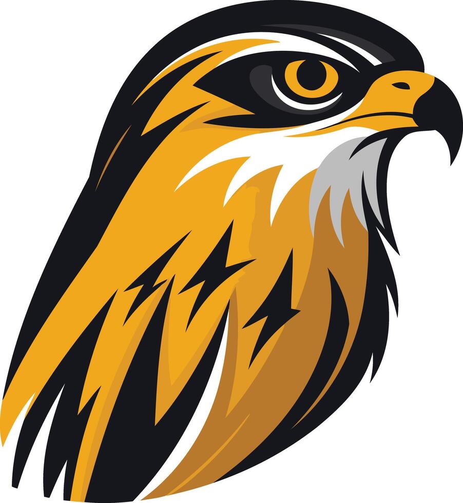 A powerful and dynamic illustration of a hawk's head, perfect for branding, logos, and sports teams vector